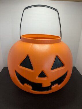 Lg. Blow Mold Halloween Jack o' Lantern Candy Pail General Foam Plastics USA